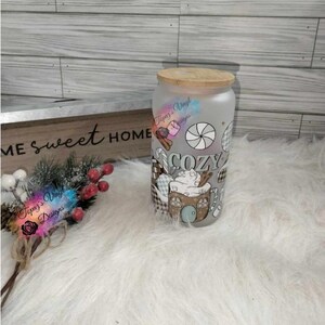 Cozy Latte / Glass Tumbler With Straw And Lid/ Iced Coffee Glass Cup With Lid And Straw, Glass cup