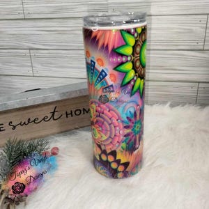 Neon Kaleid Tumbler, Epoxy Tumbler, Rainbow, Kaleidoscope, Ready To Ship,