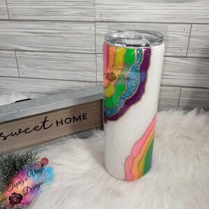 Rainbow Geode Tumbler/ Epoxy/ Glitter Tumbler/ Amethyst Geode