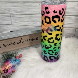 Rainbow leopard Tumbler, Epoxy Tumbler, Ready To Ship