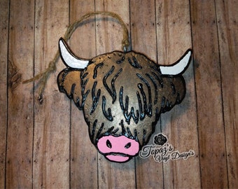Deodorante per auto Highland Cow, ciondolo per auto