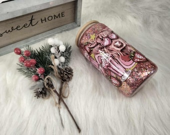 Strawberry Milkshake Tumbler, Iced Coffee Glass Cup With Lid And Straw