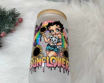 Sunflower Butterfly Tumbler with Bamboo Lid and Straw