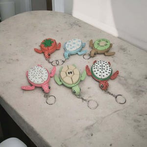 Sea Turtle Fidget Clicker Keychain – 3D Printed Fruit Series Sensory Toy