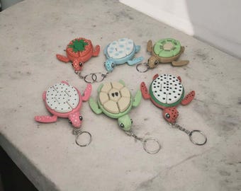 Havssköldpadda Fidget Clicker Nyckelring – 3D-utskriven fruktserie sensorisk leksak