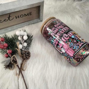 Too Busy drinking my water Tea/ Glass Tumbler With Straw And Lid/ Iced Coffee Glass Cup With Lid And Straw, Glass cup/ Snowglobe tumbler