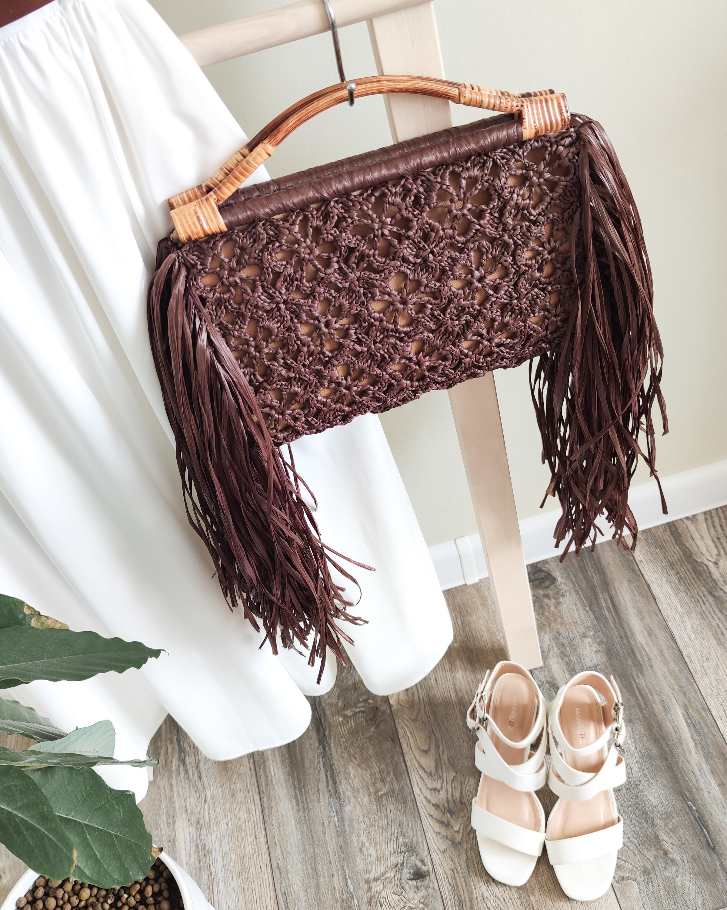 Straw bag fringe purse raffia handbag Etsy