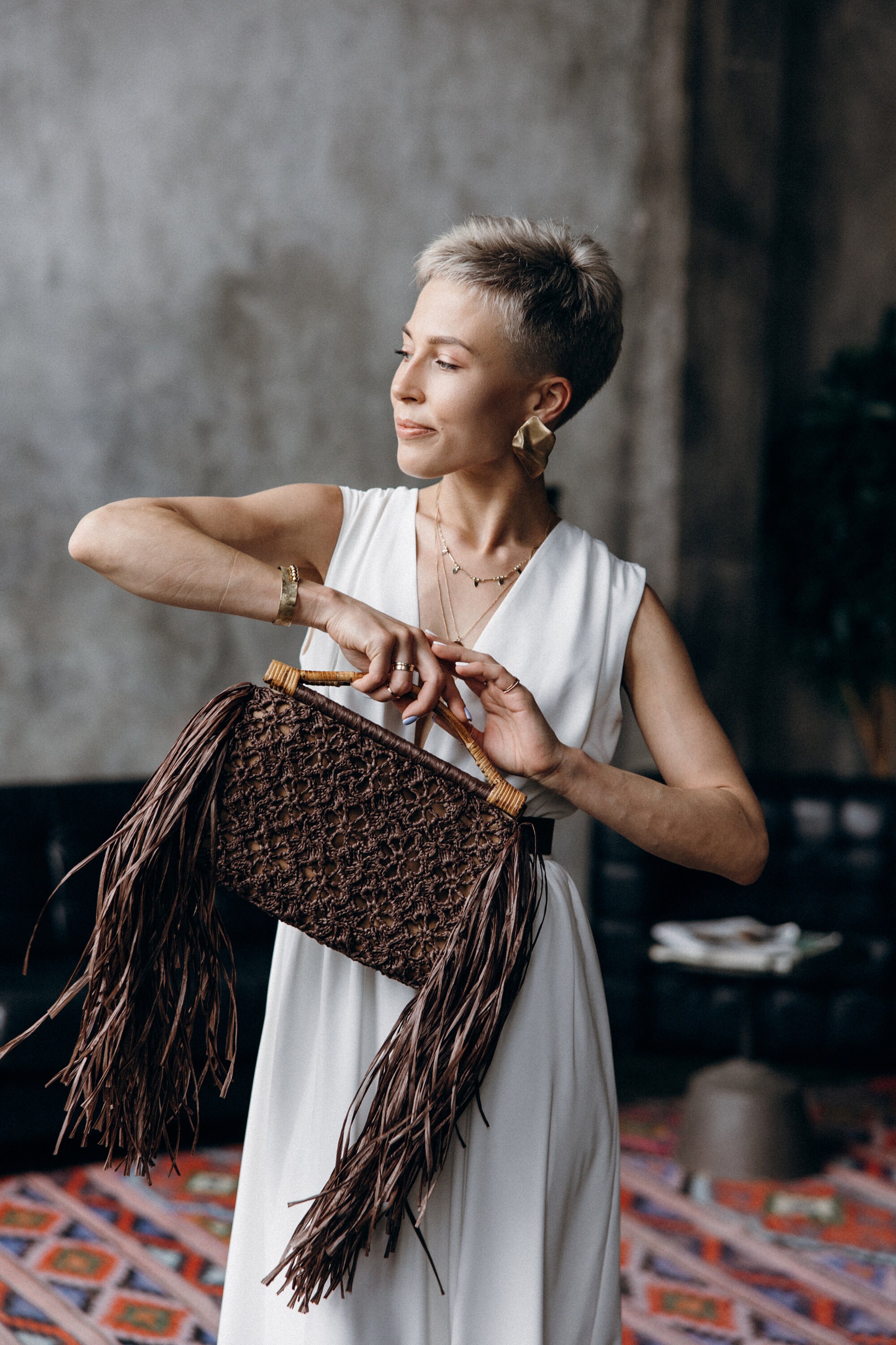 Straw bag fringe purse raffia handbag Etsy