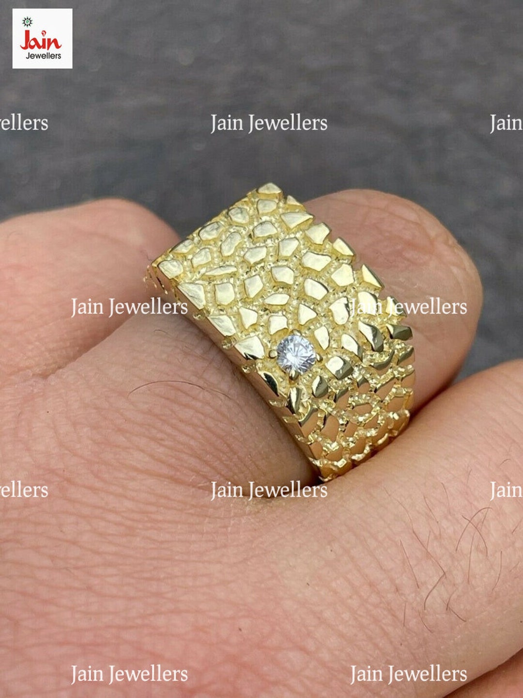 18k ゴールドリング 14Kt、18Kt 本物のソリッドイエローゴールドリング、ホール