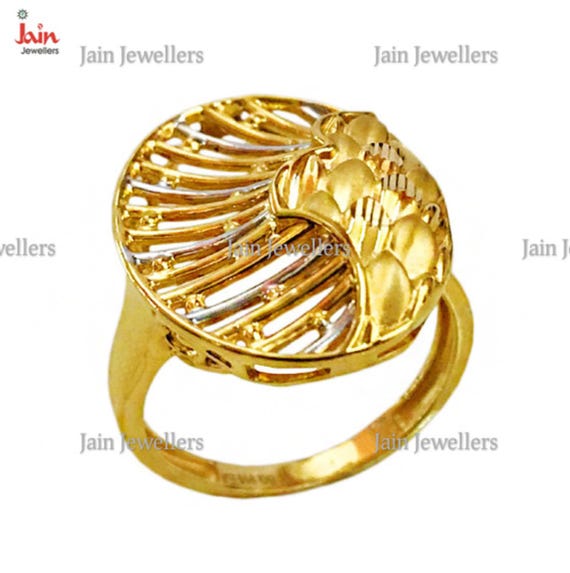 22Kt Solid Yellow Gold Ring: Handmade Vintage Eng… - image 1