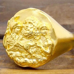 22K Solid Gold Ancient Greek Ring: Authentic Hellenic Design