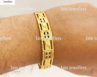 Handmade Solid Gold Wide Bracelet: 14K, 18K, 22K Open Box Clasp