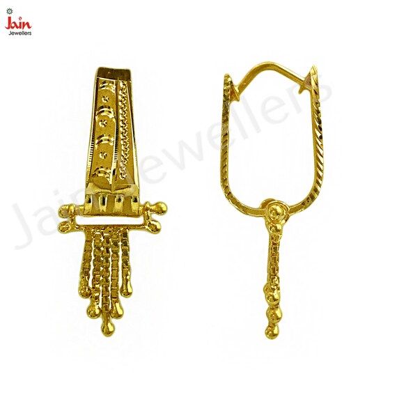 Hallmark Certified 22Kt Solid Yellow Gold Drop Ea… - image 2