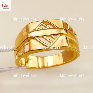 Fine Jewelry 18 Kt Real Solid Yellow Gold Ring, Hallmark Certified Handmade Wedding Engagement Designer Signet Ring for Men, Men&#39;s Gift