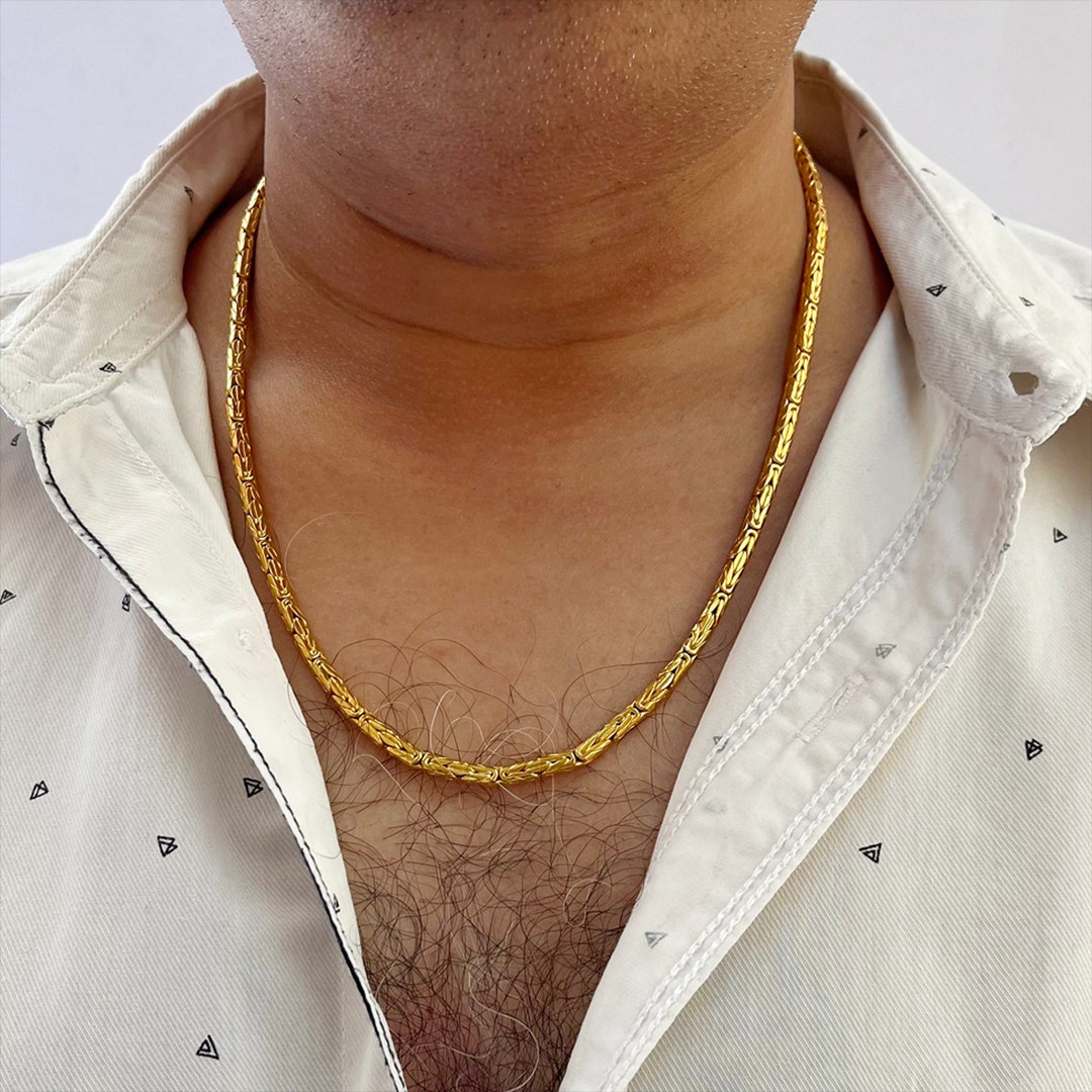 Fine Jewelry 18 Kt, 22 Kt Real Solid Yellow Gold Byzantine Chain
