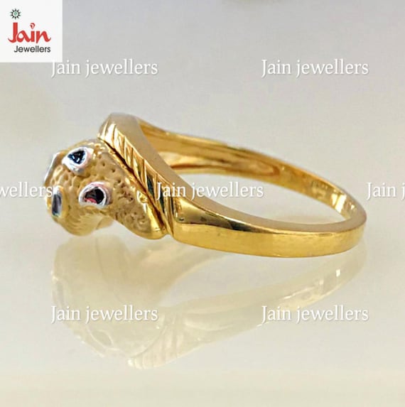 22kt Solid Gold Ring: Handmade Gemstone Wedding E… - image 6