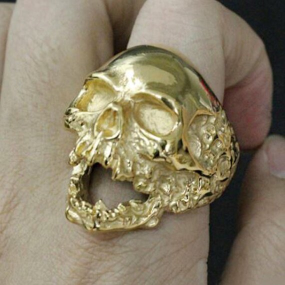 1 Ct J-K/SI1 Natural Certified Diamonds Skull Men's Ring 18Kt Yellow Real  Gold | eBay