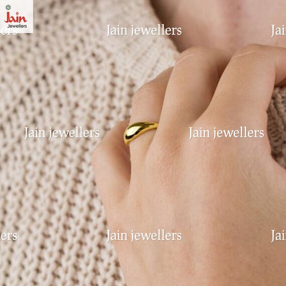 Handmade Solid Gold Curve Ring: Unique Wedding Ba… - image 2