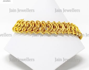 Handmade 18k 22k Yellow Gold Chainmaille Bracelet: Chunky Men's Jewelry