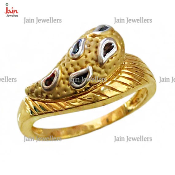 22kt Solid Gold Ring: Handmade Gemstone Wedding E… - image 1