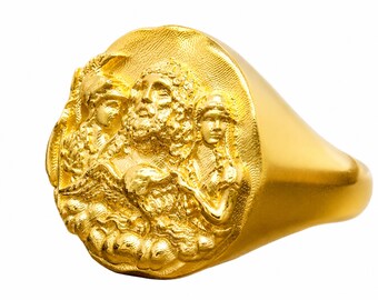 18Kt, 22Kt Solid Gold Ancient Greek Ring: Authentic Hellenic Design