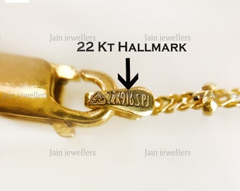 Gold Hallmark Ag Jewelry Mark Handmade 18k/22k Solid Yellow Gold Curb Chain  Necklace