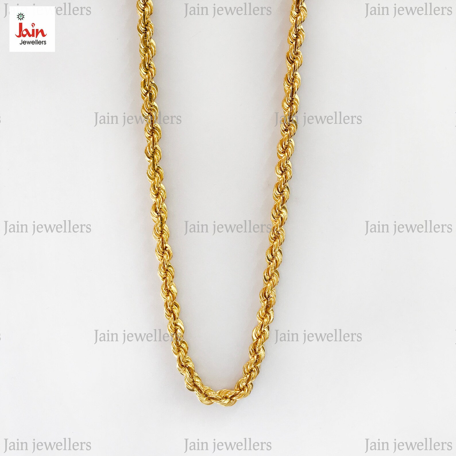 Fine Jewelry 18 Kt, 22 Kt Real Solid Yellow Gold Silken Rope Chain ...