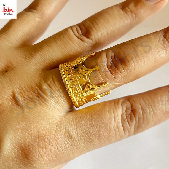 Handmade 18k/22k Solid Gold Ring: Unique Kings Cr… - image 2