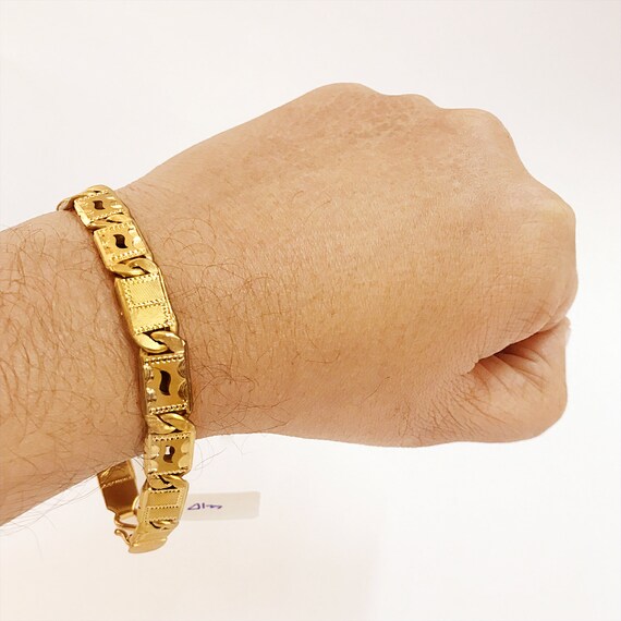 Genuine 22kt Yellow Gold Handmade Solid Gold Bar Royal Nawabi -   Mens gold  bracelets, Man gold bracelet design, Mens bracelet gold jewelry