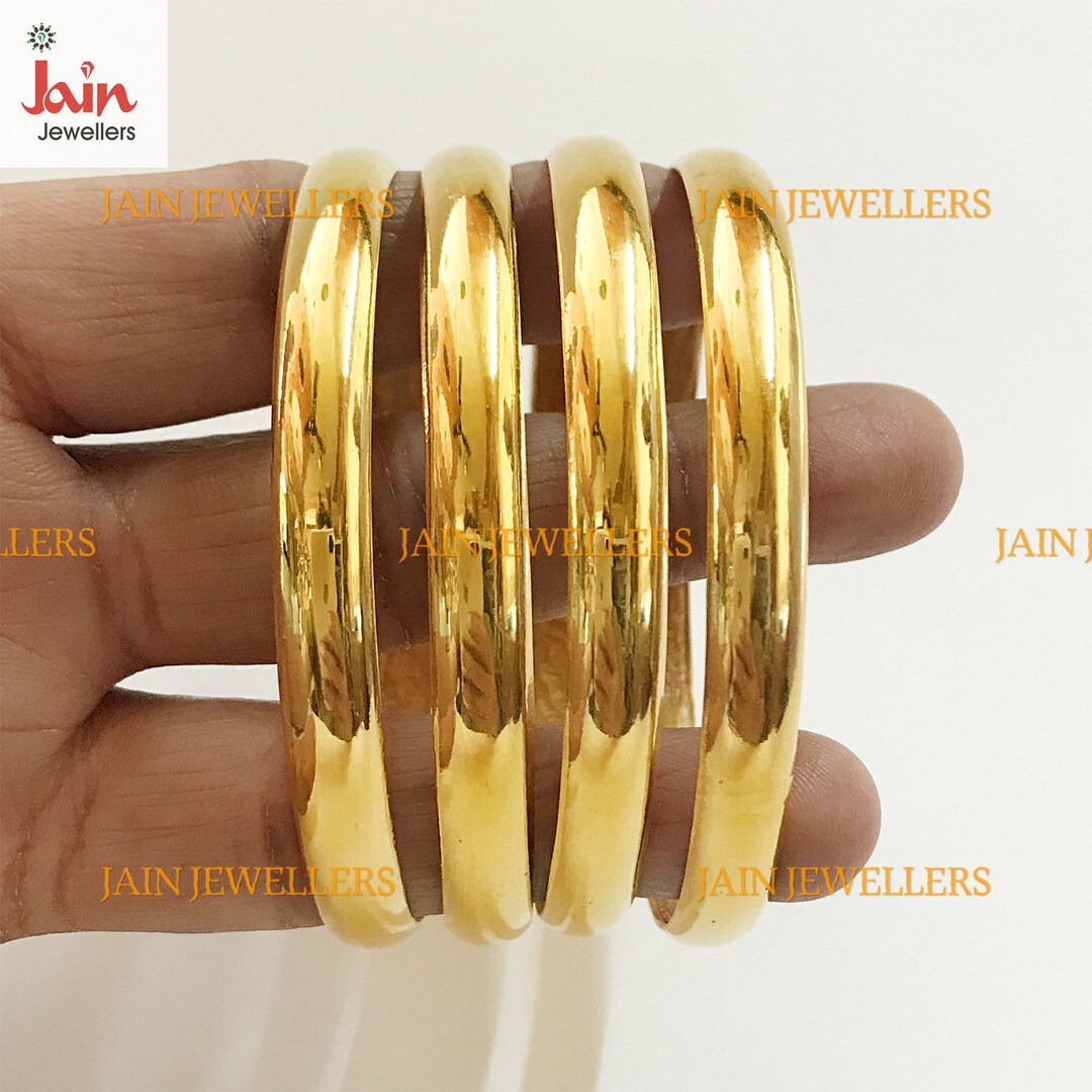 14K,18K,22K Real Gold Plain High Polish Bangles Hallmark