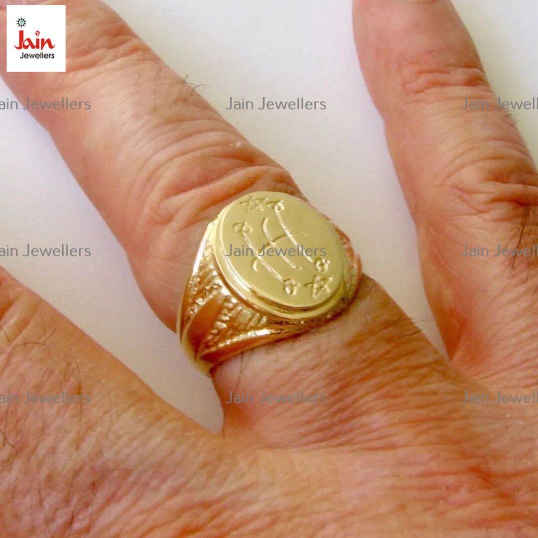 Fine Jewelry 14K, 18K, 22K Real Solid Yellow Gold Round Signet Ring ...