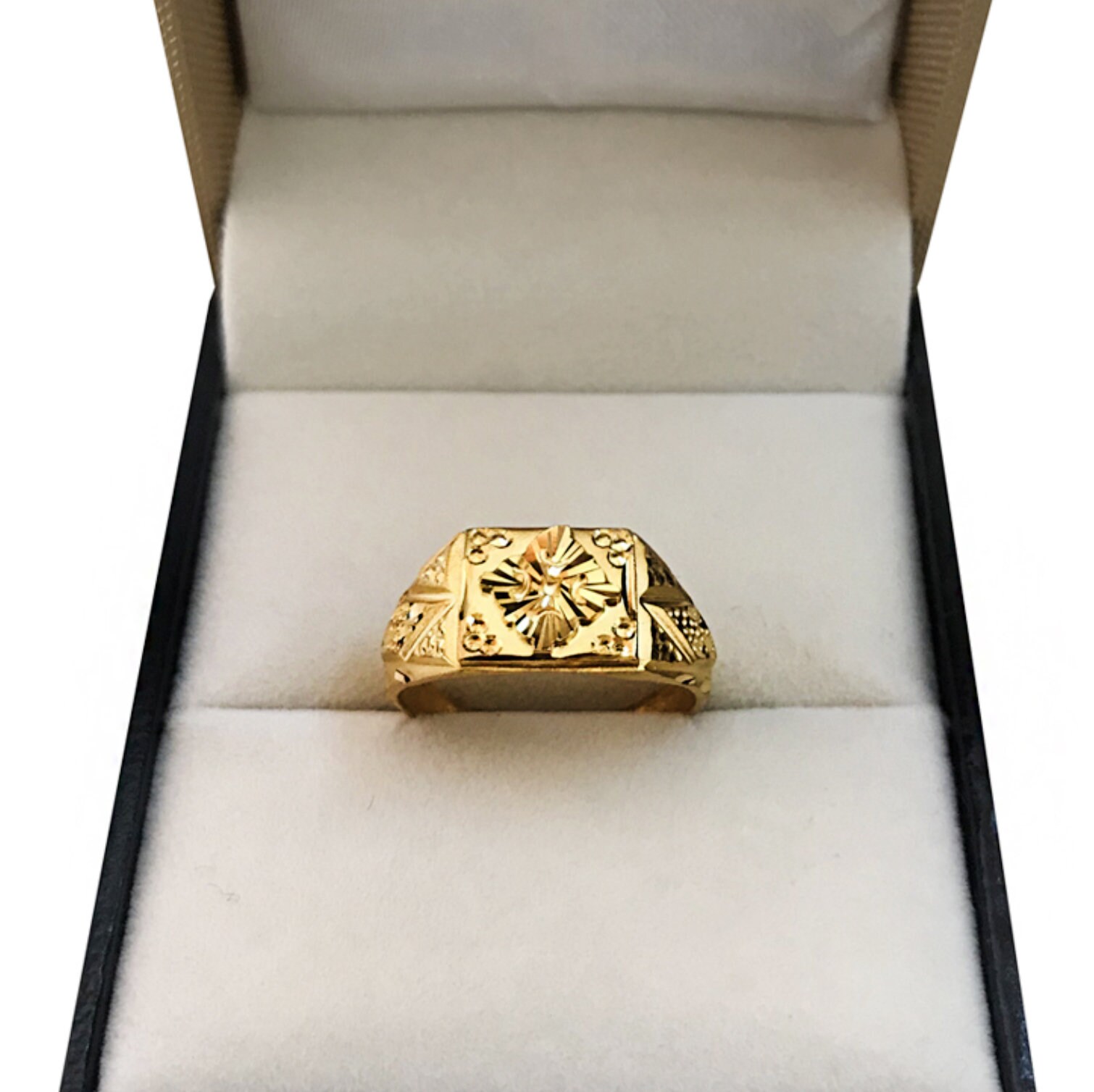 Hypnotic Gold Box Finger Ring for Men