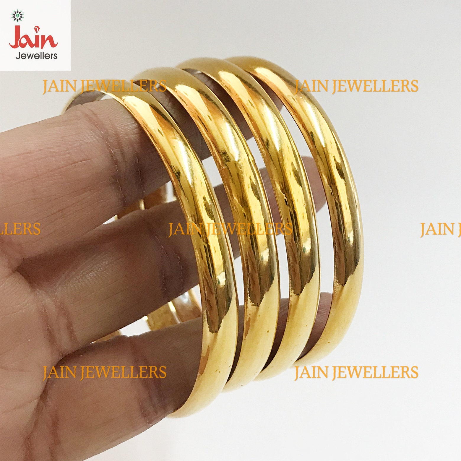 14K,18K,22K Real Gold Plain High Polish Bangles Hallmark