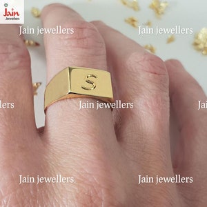 18 Kt,22 Kt Real Solid Yellow Gold  Initial Letter S Ring Hallmark Handmade Unique Wedding Mesh Design Signet Ring For Men
