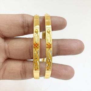 Vintage 14k Yellow Gold Floral Engraved Bangle Bracelet Fine