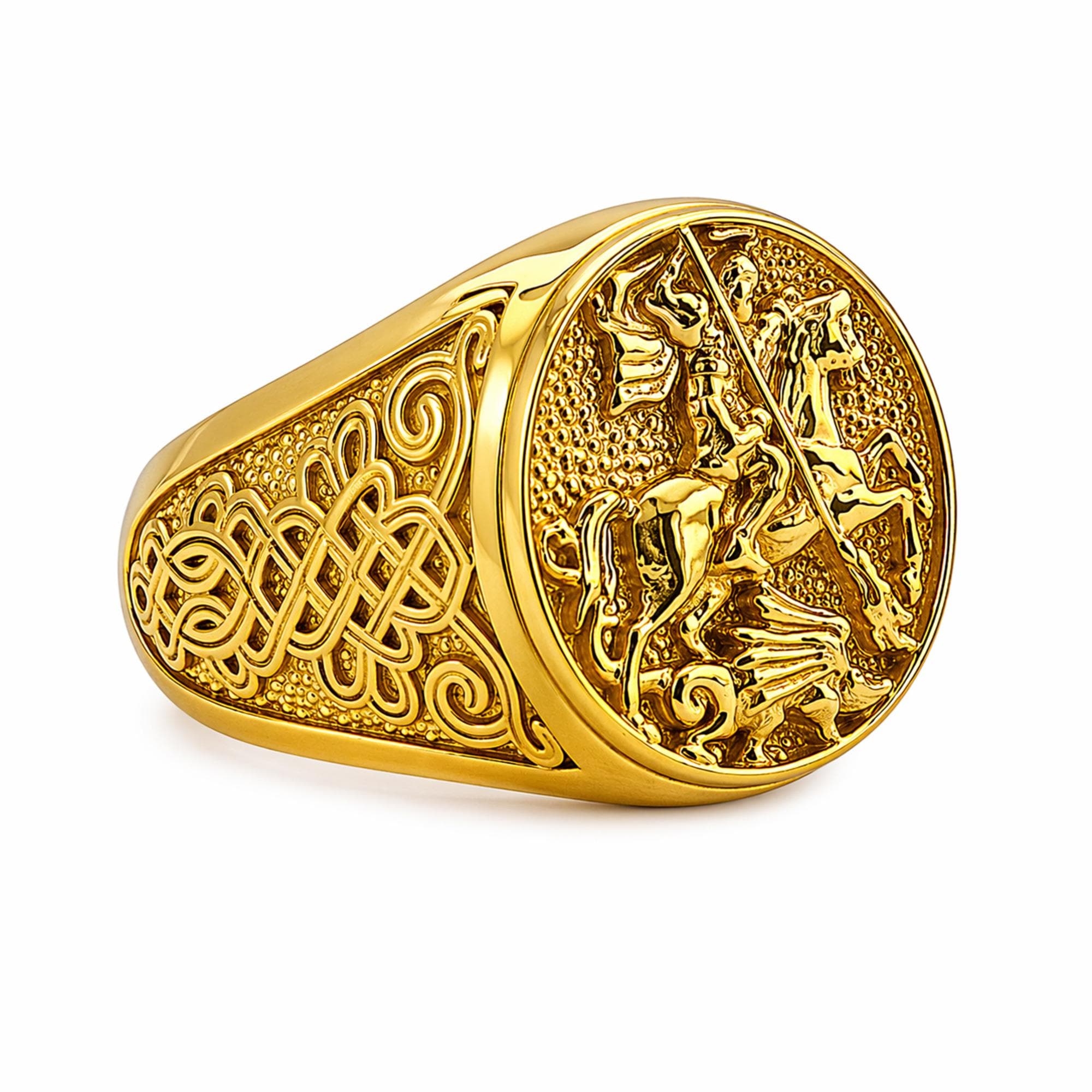 18 Kt, 22 Kt Real Solid Yellow Gold St. George Fighting Dragon