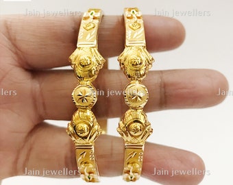 Brazalete indio de oro amarillo de 14 quilates hecho a mano - Diseño sin cordones