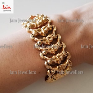 Bracelet à maillons fait main en or jaune 18 carats 22 carats - Bracelet de créateur épais pour homme