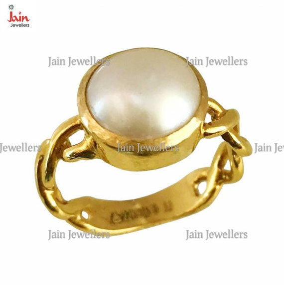 18K 22K Real Solid Yellow Gold Ring Hallmark Certified Handmade Wedding Real Natural Pearl Unisex Ring Etsy Canada