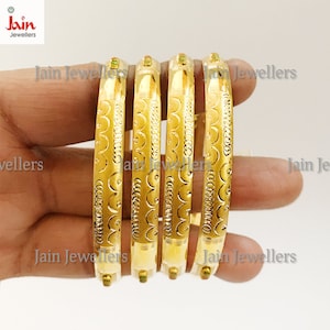 Handmade Indian Gold Bangles: 14K, 18K, 22K Real Yellow Gold