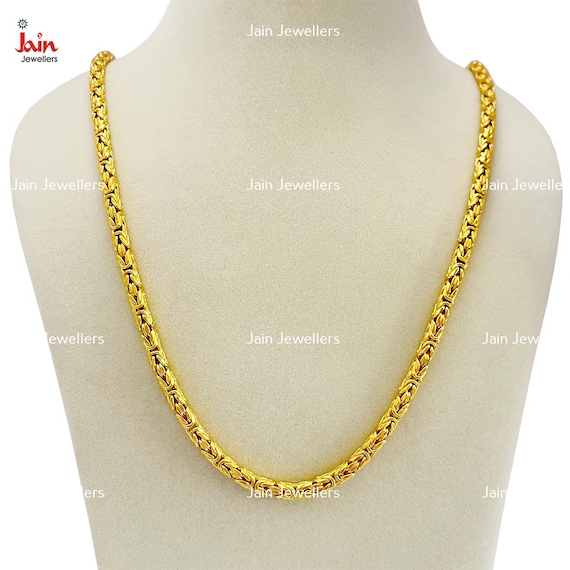 Handmade 18k/22k Solid Yellow Gold Byzantine Chain Men's Necklace