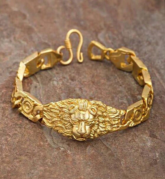 Mens gold hotsell lion head bracelet