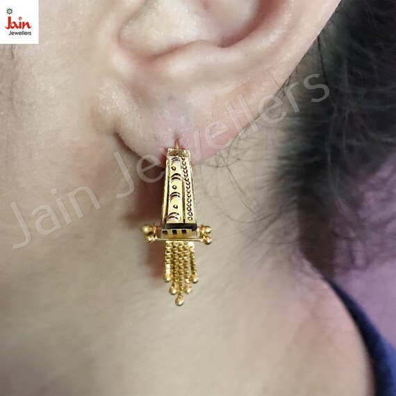 Hallmark Certified 22Kt Solid Yellow Gold Drop Ea… - image 1