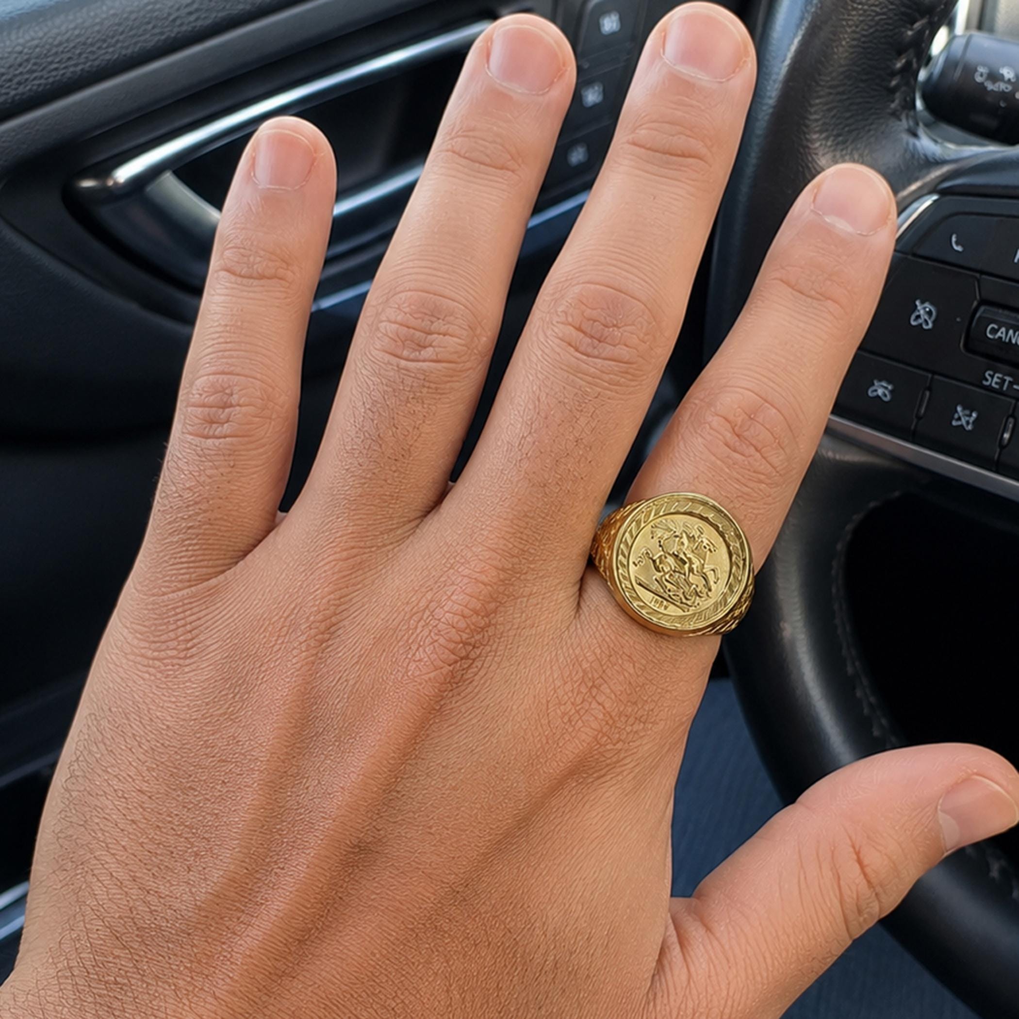 18kt / 22kt Real Solid Yellow Gold St George Sovereign Coin Ring