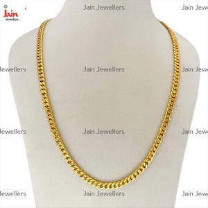Handmade 18k/22k Solid Yellow Gold Curb Cuban Chain Necklace