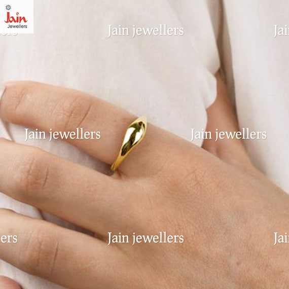 Handmade Solid Gold Curve Ring: Unique Wedding Ba… - image 1