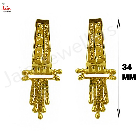 Hallmark Certified 22Kt Solid Yellow Gold Drop Ea… - image 3