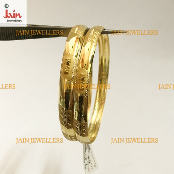 Handmade 18k/22k Solid Gold Bangle: Women's Slip-on Bracelet, Size