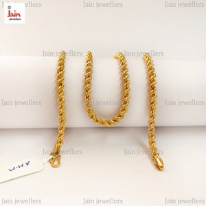 Handmade 18K Solid Yellow Gold Silken Rope Chain Necklace