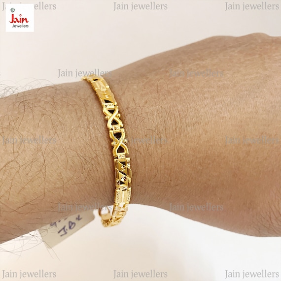 Fine Jewelry 18kt 22kt Yellow Real Gold Link Bracelet Hallmark Stamped Handmade Solid Gift for Him Men s Bracelet Wide 6 MM Etsy Canada